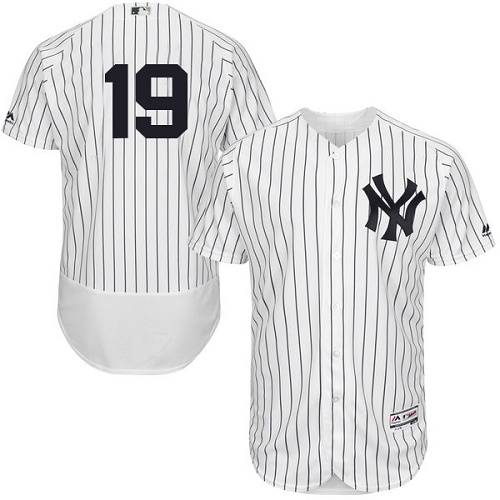 Yankees #19 Masahiro Tanaka White Strip Flexbase Authentic Collection Stitched MLB Jersey - Click Image to Close
